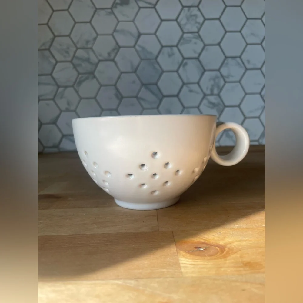 Crate & Barrel White Berry Colander Mug